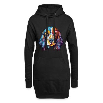 Russische Spaniel-Hunderasse Aquarell-Illustration - Hoodie-Kleid - Schwarz - Vorne