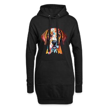 Vieux danois Pointer chien race aquarelle colorée - Sweat-shirt à capuche long Femme - noir - Devant