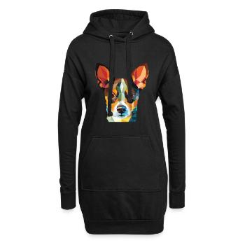 Ratterrier-Hunderasse Aquarell-Illustration - Hoodie-Kleid - Schwarz - Vorne