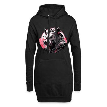 Mecha Tier Tiger Wolf Fuchs Cyborg Wildschwein - Hoodie-Kleid - Schwarz - Vorne