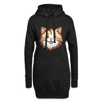 American Bobtail chat dessin animé aquarelle Clipart - Sweat-shirt à capuche long Femme - noir - Devant