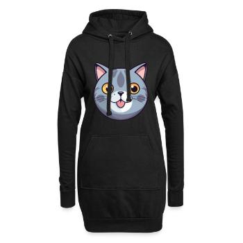 schottisch kurzhaar katze karikatur aquarell clipart - Hoodie-Kleid - Schwarz - Vorne