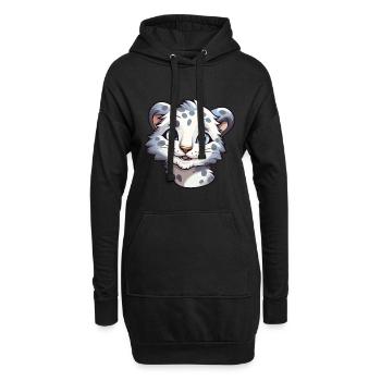 Léopard des neiges bébé chat dessin animé aquarelle Clipart - Sweat-shirt à capuche long Femme - noir - Devant