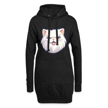 Weiße Langhaar Perserkatze Karikatur Aquarell Kunst - Hoodie-Kleid - Schwarz - Vorne