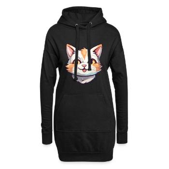 Hauskatze Cartoon Aquarell Illustration - Hoodie-Kleid - Schwarz - Vorne
