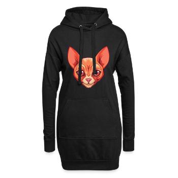 Rote Devon Rex Katze Cartoon Aquarell Illustration - Hoodie-Kleid - Schwarz - Vorne