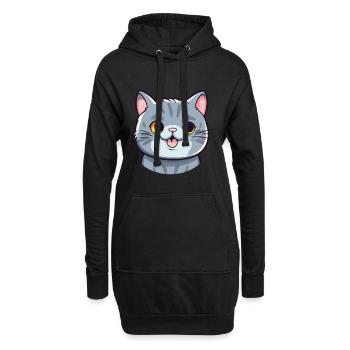 schottisch kurzhaar katze karikatur aquarell clipart - Hoodie-Kleid - Schwarz - Vorne