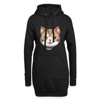 Amerikanisch Drahthaar Katze Karikatur Aquarell Clipart - Hoodie-Kleid - Schwarz - Vorne