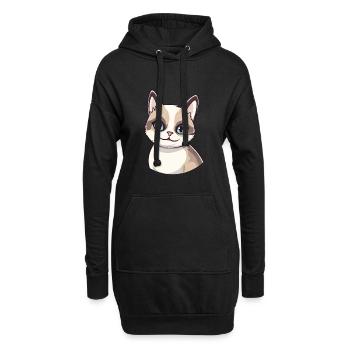 Schneeschuh-Katze-Karikatur-Aquarell-Illustration - Hoodie-Kleid - Schwarz - Vorne