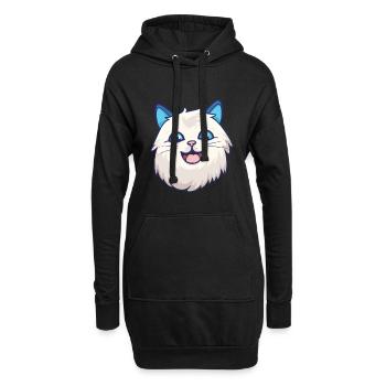 Ragdoll Katze Cartoon Aquarell Illustration - Hoodie-Kleid - Schwarz - Vorne