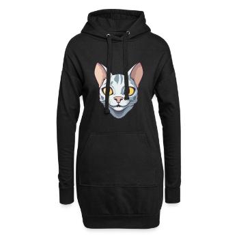 Ägyptische Mau-Katze Karikatur Aquarell Illustration - Hoodie-Kleid - Schwarz - Vorne
