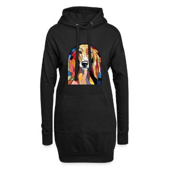 Saluki chien race coloré aquarelle Illustration - Sweat-shirt à capuche long Femme - noir - Devant
