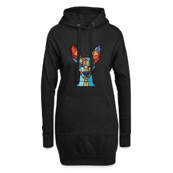Mexikanische haarlose Hunderasse Aquarell-Illustration - Hoodie-Kleid - Schwarz - Vorne