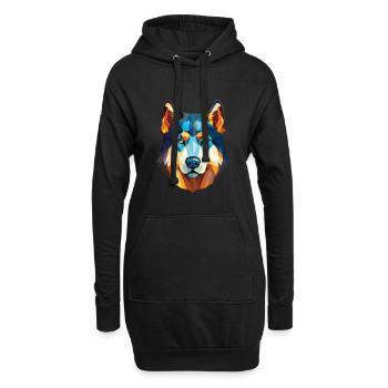 Labrador Husky kanadische Hunderasse Aquarellglas - Hoodie-Kleid - Schwarz - Vorne