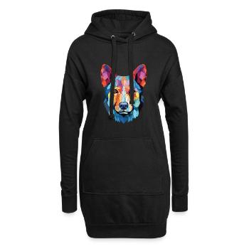 Labrador Husky Kleine Hunderasse buntes Aquarell - Hoodie-Kleid - Schwarz - Vorne