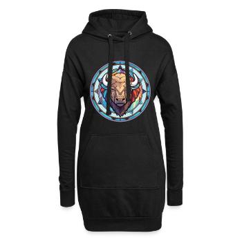Bison aquarelle colorée Animal animal de compagnie Illustration - Sweat-shirt à capuche long Femme - noir - Devant