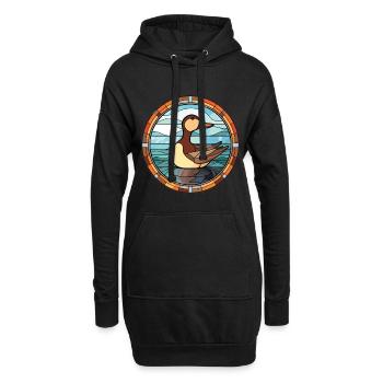 Canard Coloré Aquarelle Animal Animal De Compagnie Illustration - Sweat-shirt à capuche long Femme - noir - Devant