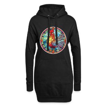 Huhn buntes Aquarell Tier Illustration - Hoodie-Kleid - Schwarz - Vorne