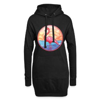 Flamingo Buntes Aquarell Tier Illustration - Hoodie-Kleid - Schwarz - Vorne