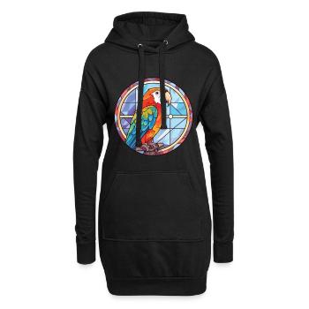 Papagei buntes Aquarell Tier Haustier Illustration - Hoodie-Kleid - Schwarz - Vorne