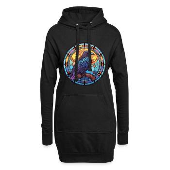 Rabe buntes Aquarell Tier Haustier Illustration - Hoodie-Kleid - Schwarz - Vorne
