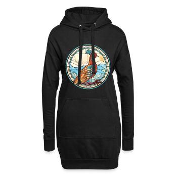 Fasan Buntes Aquarell Tier Illustration - Hoodie-Kleid - Schwarz - Vorne