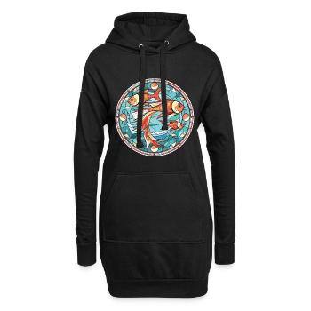 Fisch buntes Aquarell Tier Haustier Illustration - Hoodie-Kleid - Schwarz - Vorne