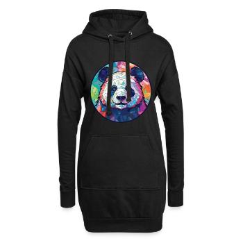 Panda Buntes Aquarell Tier Haustier Illustration - Hoodie-Kleid - Schwarz - Vorne