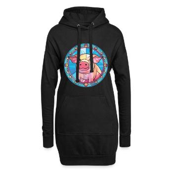Cochon Coloré Aquarelle Animal Animal Illustration - Sweat-shirt à capuche long Femme - noir - Devant
