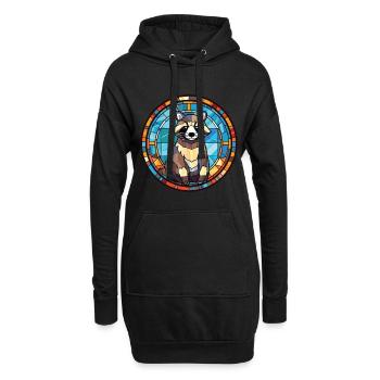 Illustration animale aquarelle colorée de raton laveur - Sweat-shirt à capuche long Femme - noir - Devant