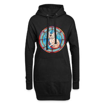 Ratte, Buntes, Aquarell, Tier, Haustier, Illustration - Hoodie-Kleid - Schwarz - Vorne