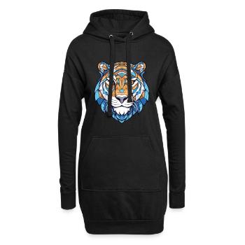 Tigre aquatique bleu animal aquarelle coloré animal de compagnie - Sweat-shirt à capuche long Femme - noir - Devant
