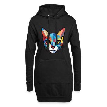 Chaton aquarelle colorée Animal animal de compagnie Illustration - Sweat-shirt à capuche long Femme - noir - Devant
