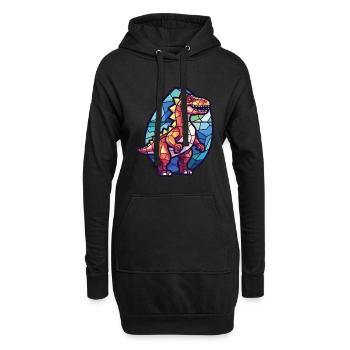 Bunte Aquarell-Tierillustration des Dinosauriers - Hoodie-Kleid - Schwarz - Vorne