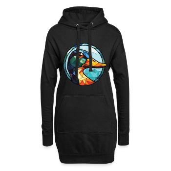 Canard Coloré Aquarelle Animal Animal De Compagnie Illustration - Sweat-shirt à capuche long Femme - noir - Devant