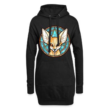 Fennec Fox bunte Aquarell-Tierillustration - Hoodie-Kleid - Schwarz - Vorne
