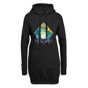 Bunte Aquarell-Tierhaustierillustration des Frosches - Hoodie-Kleid - Schwarz - Vorne