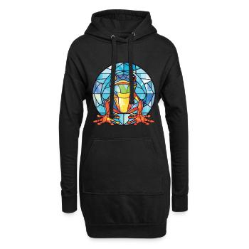 Bunte Aquarell-Tierhaustierillustration des Frosches - Hoodie-Kleid - Schwarz - Vorne