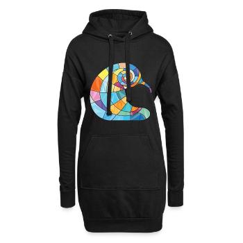 Schnecke, Buntes, Aquarell, Tier, Haustier, Illustration - Hoodie-Kleid - Schwarz - Vorne