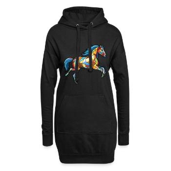 Pferd rennt Galopp buntes Aquarell Tier - Hoodie-Kleid - Schwarz - Vorne