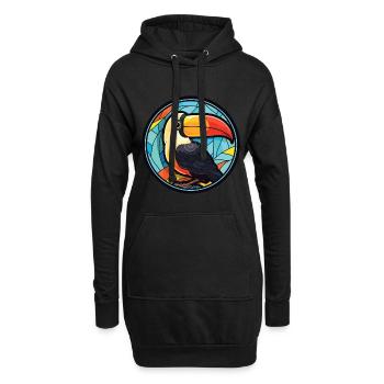 Toucan aquarelle colorée Animal animal de compagnie Illustration - Sweat-shirt à capuche long Femme - noir - Devant