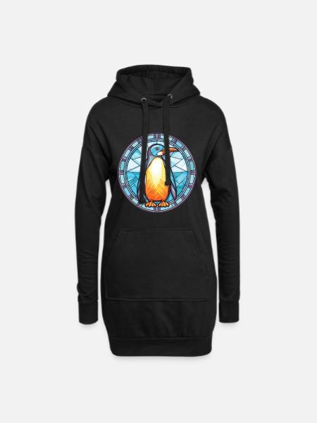 Pinguin bunte Aquarell-Tier-Illustration - Hoodie-Kleid - Schwarz