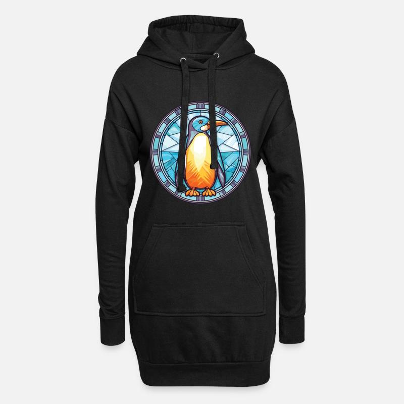 Pinguin bunte Aquarell-Tier-Illustration - Hoodie-Kleid - Schwarz