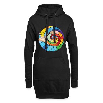 Schnecke buntes Aquarell Tier Haustier Illustration - Hoodie-Kleid - Schwarz - Vorne
