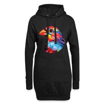 Finch Buntes Aquarell Tier Haustier Illustration - Hoodie-Kleid - Schwarz - Vorne