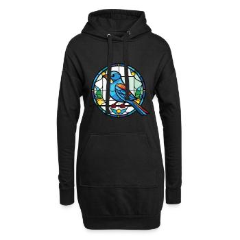 Blauer Vogel Buntes Aquarell Tier Illustration - Hoodie-Kleid - Schwarz - Vorne