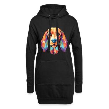 Englischer Cocker Spaniel-Hund, buntes Aquarell-Haustier - Hoodie-Kleid - Schwarz - Vorne