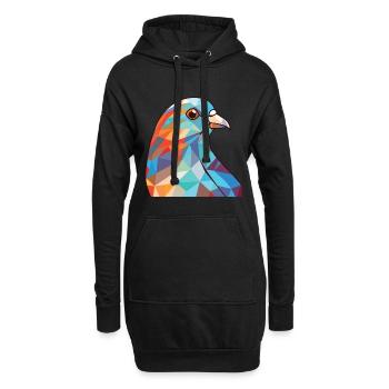 Taube bunte Aquarell-Tier-Haustier-Illustration - Hoodie-Kleid - Schwarz - Vorne