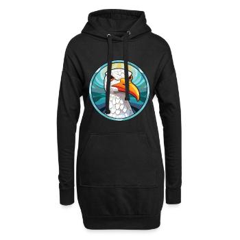 Möwe bunte Aquarell-Tier-Illustration - Hoodie-Kleid - Schwarz - Vorne