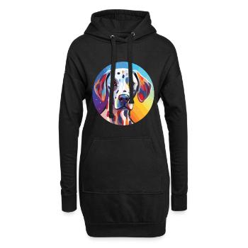 Dalmatiner Hund Buntes Aquarell Tier Karikatur - Hoodie-Kleid - Schwarz - Vorne
